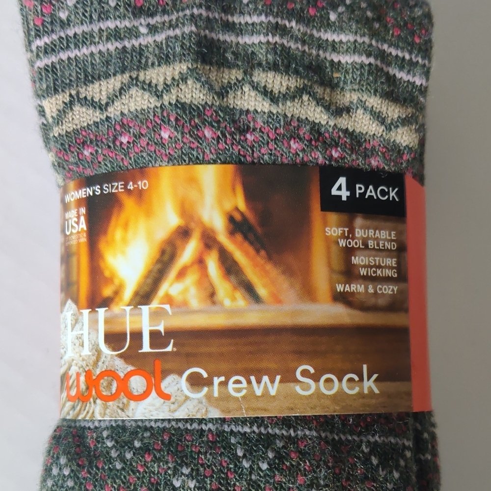 HUE Crew Socks – 4 Pack – Women's Size 4-10 – Made in USA NWT